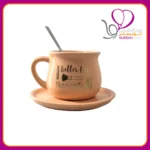 ماگ سرامیکی همراه با زیر لیوانی